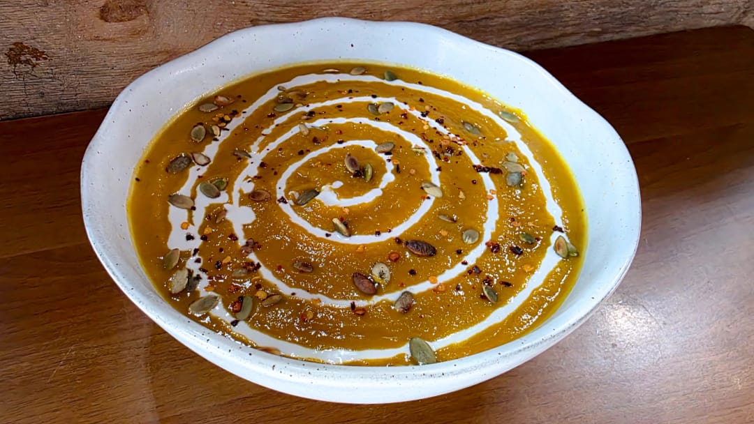Creamy Pumpkin Soup with Roasted Pumpkin - recipe