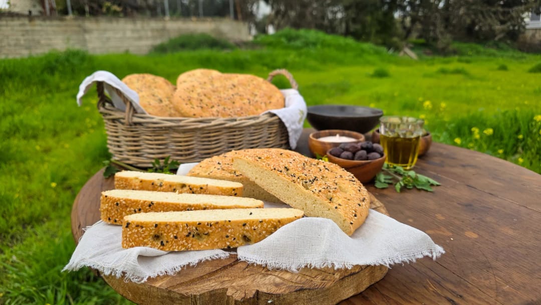 Lagana Bread with Tahini and Ouzo - recipe