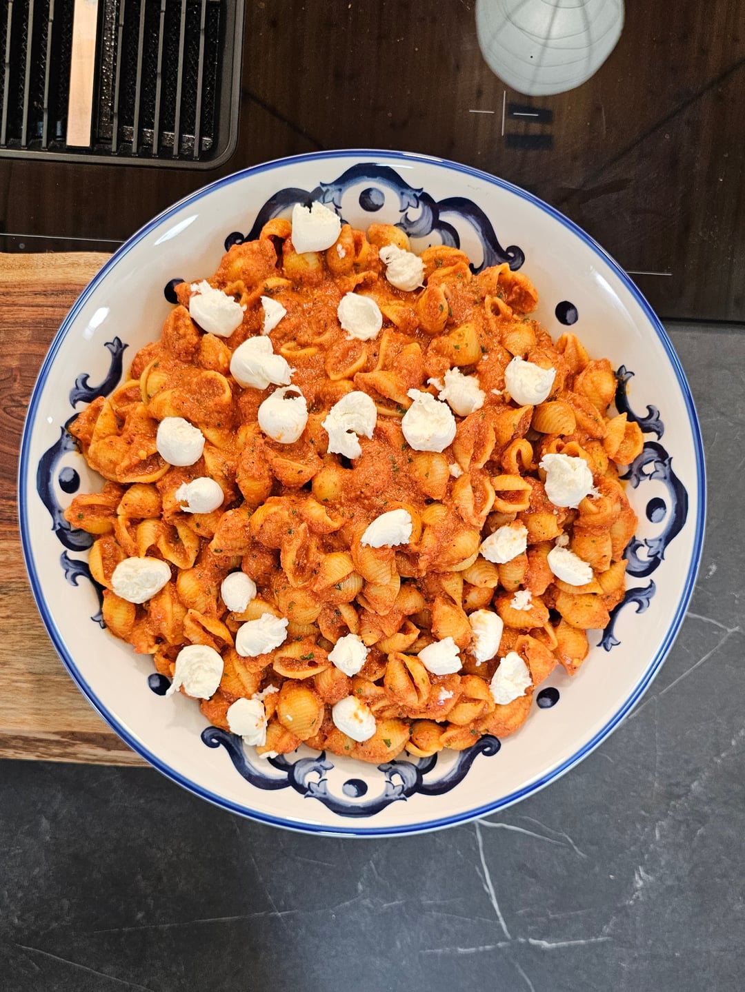 Shell Pasta with Florina Pepper Pesto, Tomato, and Mozzarella - Video recipe thumbnail